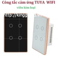 Công  tắc cảm ứng wifi Tuya Smart Life viền kim loại (4 Kênh)